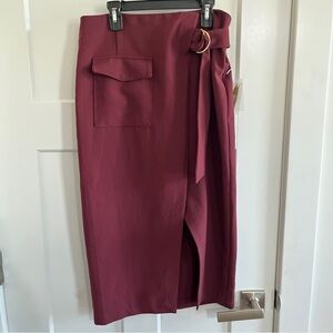 Forever 21 Burgundy Midi Wrap Skirt